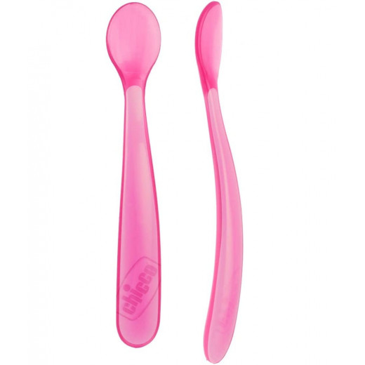 Chicco Soft Silicone Spoon Bi-Pack - Girl (6M+)