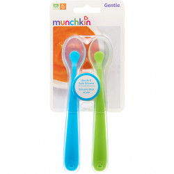 Munchkin Gentle Silicone Spoons - 2 Pack (Green/Blue)