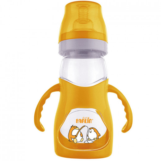 زجاجة رضاعة بلاستيك للاطفال من فارلين ، 180 مل - برتقالي
