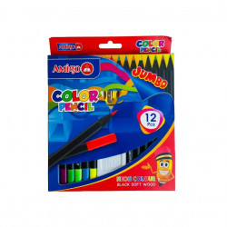 Amigo Jumbo Neon Color Pencil With Sharpener, 12 Pieces