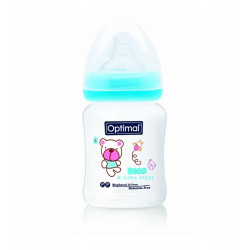 Optimal Wide Neck Baby Bottle, Blue Color, 180 Ml