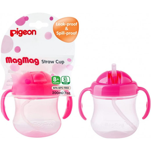 Pigeon Mag Mag Straw Cup Step3- Pink