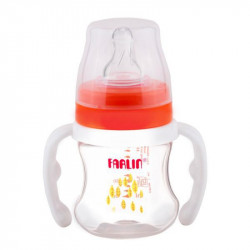 Farlin Wide Neck Baby Bottles With Handle, 150 Ml, Orange Color