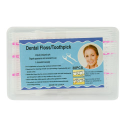 Plastic Dental Toothpick Floss, 30 Pieces