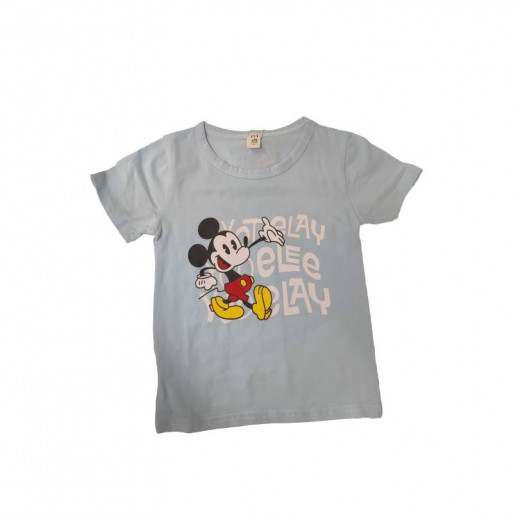 Short Sleeves T-shirt with Mickey Design, Blue Color
