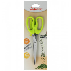 Metaltex Stainless Steel Blade Herb Scissors With 5 Parallel Blades, 19 Cm