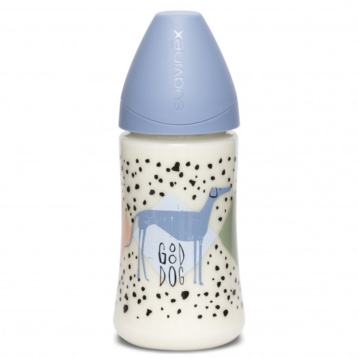 Suavinex Wide Neck Feeding Bottle For 0-6 Months, Blue Color, 270 ML