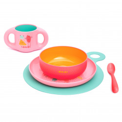 Suavinex Feeding Set Plate + Bowl Booo Pink