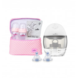 Spectra Wearable Electric Breast Pump + Wide Neck Slow Flow Teats, 2 Pieces, Size Small & Get Pink Cooler Set Free