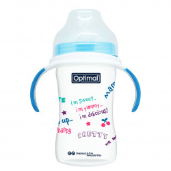 Optimal Extra Wide  Neck Feeding Bottle With Handle 240 Ml, Blue Color