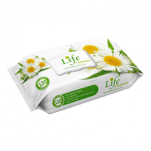 Life Wet Wipes 120 Sheets, Chamomile Scent