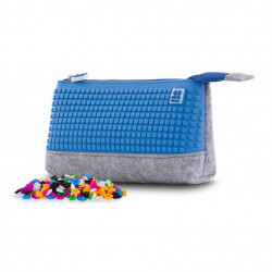 Creative School Pixel Pencil Case, Green/ Brown Gray / Blue