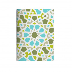 Colors & Shapes Oriental Mosaic Blue Notebook, Green and White Design