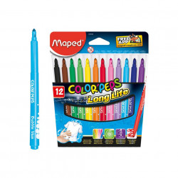 Maped Washable Color Peps, Long Life Colors, 12 Colors