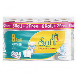 Soft Kitchen Towels Rolls, 100 Sheet, 2 Ply, 8 Pieces