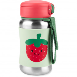 Skip Hop Spark Style Stainless Steel Straw Bottle, Strawberry Design, 350 Ml