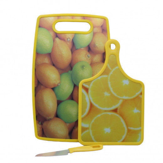 Plastic Chopping Board Set With A Knife, Assorted