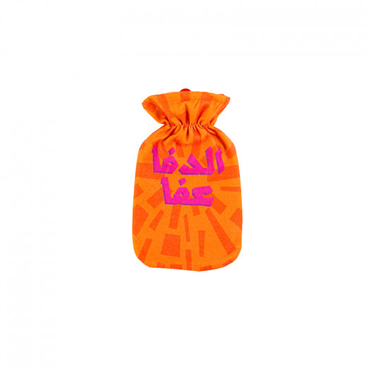 Heat Pack With Fabric Cover Designed With The Word Warm In Arabic, Orange, 1700 Ml