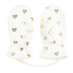 Cool Club Baby Gloves, Small Hearts Design, White Color