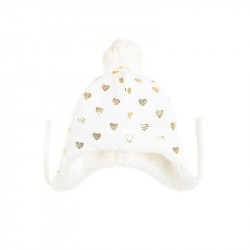 Cool Club Winter Hat With Stars Design, White Color