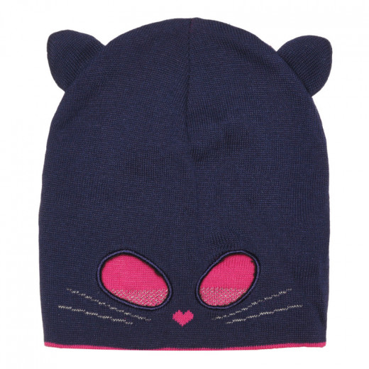 Cool Club Girls Hat, Kitten Design, Navy Color