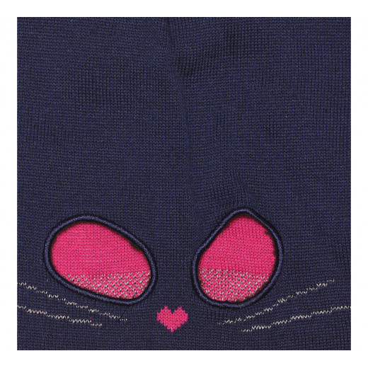 Cool Club Girls Hat, Kitten Design, Navy Color