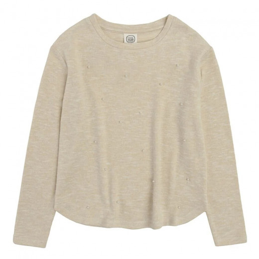 Cool Club Long Sleeves Blouse, Beige Color