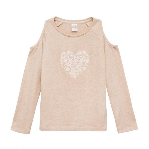 Cool Club Off Shoulder Blouse, Heart Design, Pink Color