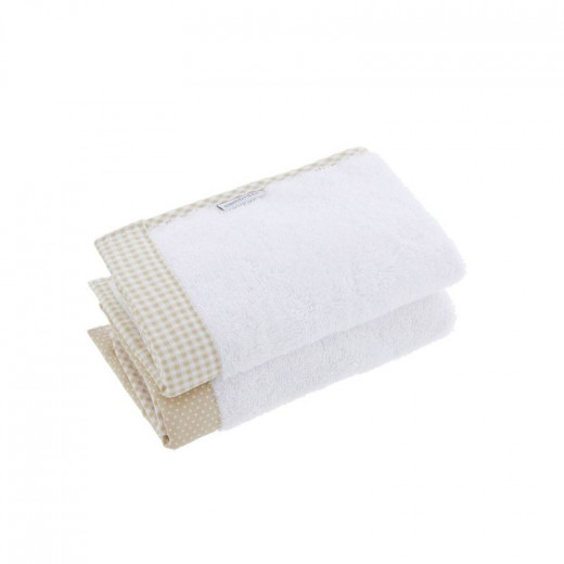 Cambrass Vichy towel Set, Beige Color, 25*35 Cm, 2 Pieces