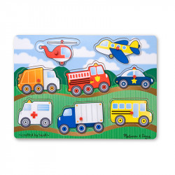 Melissa & Doug Vehicles Peg Puzzle, 8 Pieces