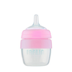 Farlin Silicone Feeding Bottle, Pink Color, 80 ML