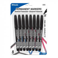 Bazic Fine Tip Permanent Markers, Black Color