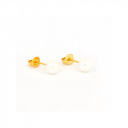 Studex Earrings White Pearl 24K Pure Gold Plated, 6 Mm