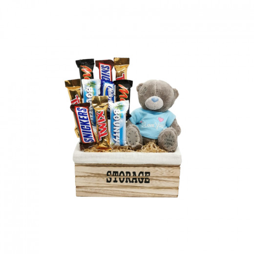 Chocolate Basket Storage & Teddy Bear, Large Size