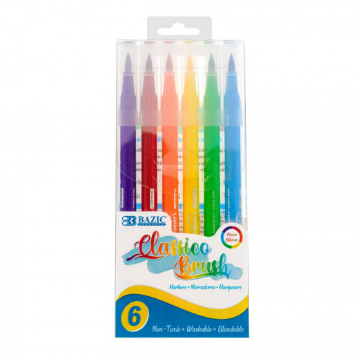 أقلام تلوين فرشاة بازيك 6 ألوان أساسية