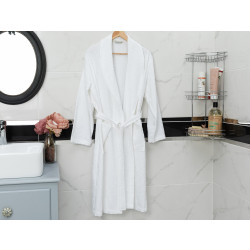 Madame Coco Roesia Shawl Collar Bathrobe, White Color