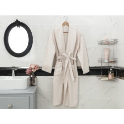 Madame Coco Roesia Shawl Collar Bathrobe, Beige Color