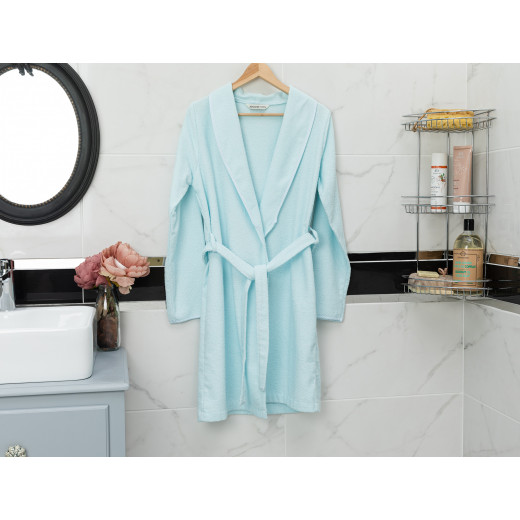 Madame Coco Belda Shawl Collar Bathrobe, Blue Color