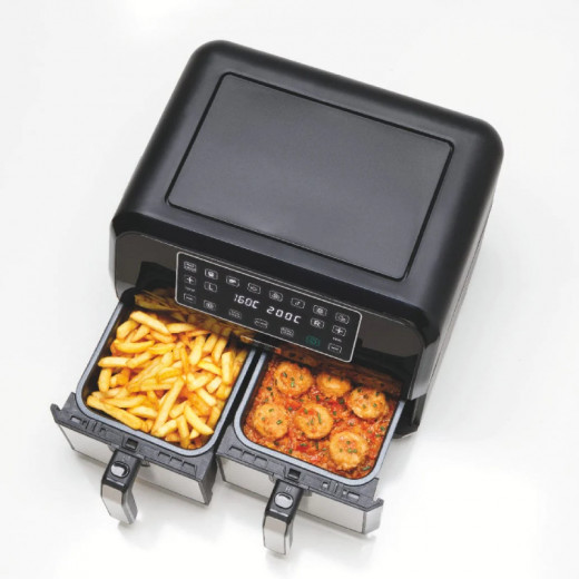 Kenwood Digital Twin Air Fryer 4l+4l, 1.7kg+1.7kg, Black/Silver, HFM75.000MB