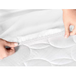 Madame Coco Ciel Double-Size Satin Fitted Sheet, White Color