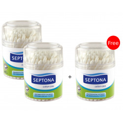 Septona Cotton Buds Drum, 100 Pieces, 2+1 Free