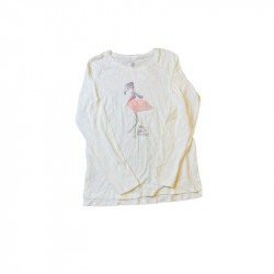 Cool Club Long Sleeve Blouse, Flamingo Design, White Color