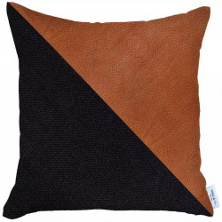 Nova Home Boho Chic Leather & Jacquard Cushion Cover, 45x45 Cm