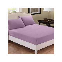 Fieldcrest Plain Fitted Sheet Set, 100% Cotton 220 Thread, Light Purple Color