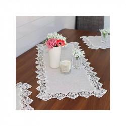 Nova Home  "Berna" Lace Coffee Table Tablecloth Set, Beige Color, 4 Pieces