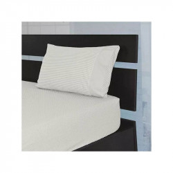 Cannon Dots & Stripes Fitted Sheet Set - Poly Cotton, Ivory Color, Twin Size