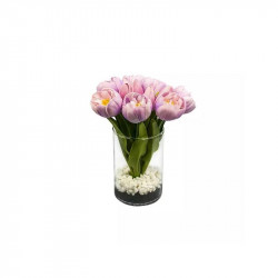 Nova Home "Sweet Tulip" Artificial Flower Arrangement, Purple Color, 23 Cm