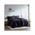 Nova Home Malea Winter Long Shaggy Fur Comforter, Black Color King Size, 6 Pieces