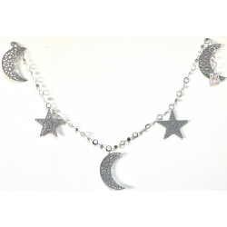 Ramadan Decoration Rope, Crescent And Stars Design, Sparkle Silver Color