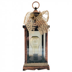 Decorative Led Lantern, With Light Rope Inside Lamp Design, Bronze Color, 35*15 Cm